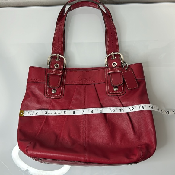 Coach SoHo red leather pleated shoulder bag F15045 - Picture 10 of 13